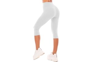 SINOPHANT 3/4 Leggins Capri Vita Alta Donna, Estivi Leggings Donna Fitness Corti Pantaloncini Yoga Coprenti Pinocchietto Opaco Elastici Morbido per Sportivi o Casual