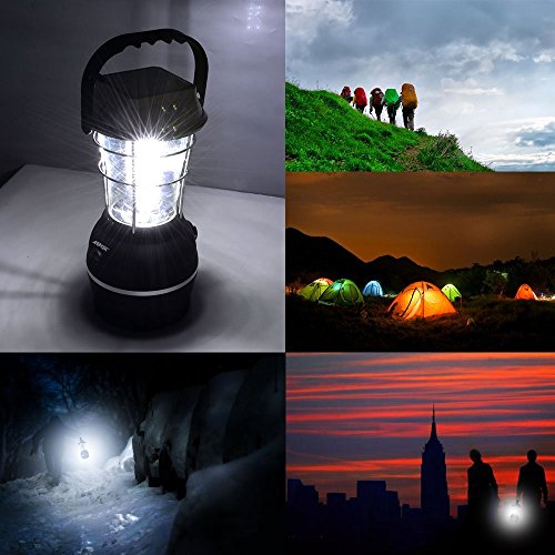AGPtek Solar-Camping-Licht, 5 Modi, Hand-Kurbel-Dynamo, Solarleuchte, 36-LED-Laterne, Wiederaufladbares Camping-Licht, für Notfall / Arbeit, sehr hell – wasserdichte Laterne – USB-Aufladung – Für Camping / Wandern / Notfälle / Wirbelstürme / Stromausfälle - 7