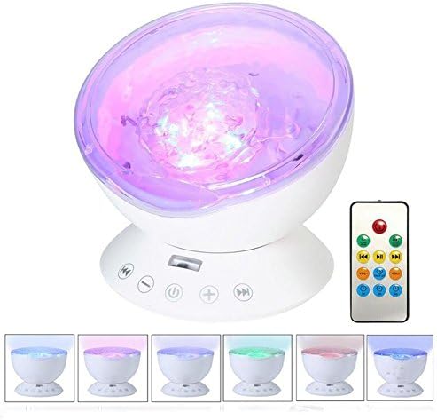 Ocean Wave Night Light Projector /7 Kinds Of Flash Mode/LED Remote Control Built-in Music Player Lights /Star Nightlight in Bedroom Living Room Party for Children , C