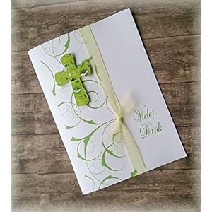 Danksagung Danksagungskarte Danke Kommunion Konfirmation Firmung Taufe Kreuz christliche Symbole apfelgrün hellgrün grün kiwi