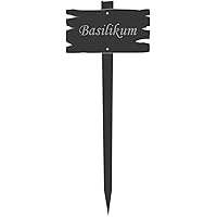 Bütic GmbH Acrylglas Pflanzschilder Brettoptik grau transparent +Wunschname Kräuterschilder, Pflanzenname:Basilikum