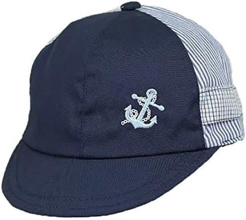 Pesci Baby Baby Boys Cotton Navy Nautical Anchor Sun Cap/Hat Sun 0-3 3-6-12 12-18 Months KIDS/B020 (6-12 Months)