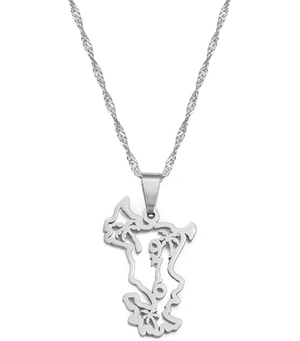 Collier Pendentif Carte Mayotte - Style Ethnique, Chaîne Fine, Pour Femme, Fille, Homme, Unisexe