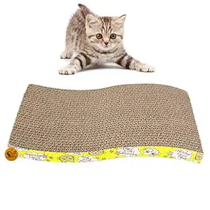 Sage Square Jumbo Size Scratching Board / Scratch Pad Cum Healthy Toy with Catnip for Cat / Kitten / Puppy/ Yellow Color