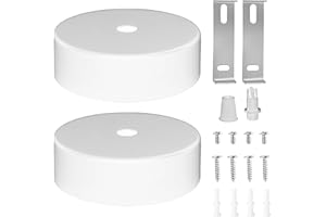 DAGORD 2 Pezzi Rosone Lampadario Soffitto Metallo Bianco 80 x 25 mm Moderno Rosone Lampadario Soffitto Copertura Bianco per Fissaggio della Lampade a Sospensione da Soggiorno Corridoio Cucina