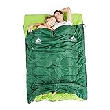 Sac de Couchage Double Grand Froid - Détachable Sac de Couchage 2 Personnes Adulte 3 Saisons de Flanelle de Coton, Confortable et Chaud pour Camping, 145 * 220cm, Température Confort :5-15℃