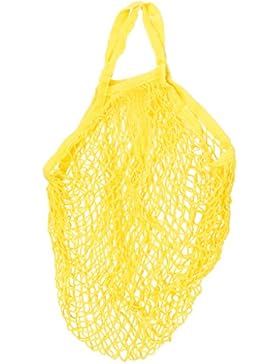 1x Netzbeutel Bio-Baumwollschnur Einkaufen Kurzen Griff Wiederverwendbaren Beutel Gelb