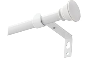 VIOREMOS White Stainless Steel Curtain Rod, Extendable Curtain Poles for Living Room, Bedroom, Study, 67-147cm(Ø 16mm)