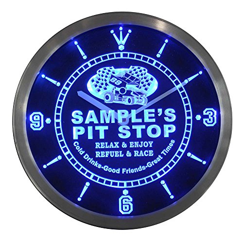 ADVPROncpu-tm Pit Stop Personalized Your Name Car Racing Bar Beer Neon Sign LED Wall Clock