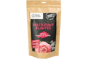 Terra Fertilis - Fertilisant spécial Plantes et Fleurs - à base de Biochar Mycorhizé - Stimule la floraison - Permet de réduire les arrosages et l'utilisation d'engrais - Sachet 500 g