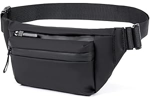 WATMHHJQ Marsupio impermeabile in pelle PU, tasca sul petto, cintura da corsa universale per cellulare, tasca diagonale di grande capacità, per uscire, corsa, ciclismo, alpinismo, ecc., Nero, Stile casual