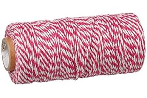 ‎SIAURA MATERIAL SiAura Material - 92m Schnur aus Baumwolle, 1,5mm dick, rosa – weiß gestreift