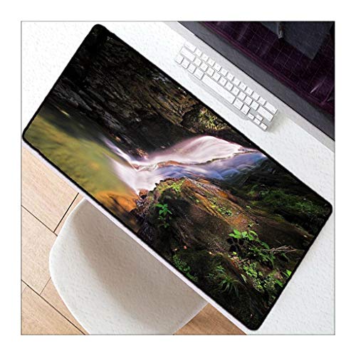 Preisvergleich Produktbild JUNHONGZHANG Weißer fließender Wasserfall Übergroße Mauspad Rutschfeste Gaming-Gummiauflage für Home Office Internet-Cafés,30x60cm