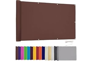 Lingle888 Balkon Sichtschutz PB2 PES blickdichte Balkonumspannung mit Ösen und Kabelbinder 8 Tage geliefert - in div.20 Größen & 14 Farben 420D(Braun,1x4m)