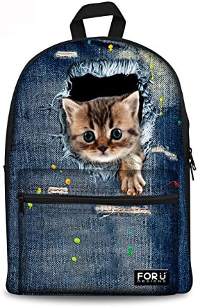 Injersdesigns Casual Backpacks Canvas Animals School Bags for Teenagers Travel Laptop Rucksack