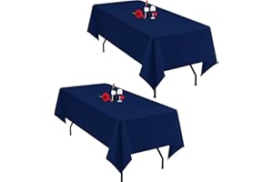 Lumaycens 2 Pack Navy Blue Tablecloth 60X102Inch Table Cloths Rectangle Blue Polyester Farbic Tablecloths For 6 Foot Table Washable Navy Table Cloth Rectangular for Wedding Party Banquet