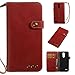Price comparison product image LG K10 2017 Case, CUSKING Premium Soft Leather Slim Shockproof Wallet Case Flip Folio Notebook Style Cover with Card Slots and Magnetic Closure for LG K10 2017 - Red