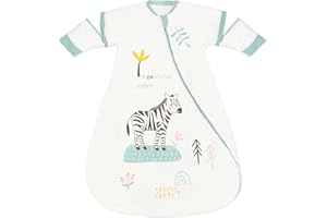 ZIGJOY Bambini Cerniera a Due Vie Sacco Nanna 2.5 tog Coperta per Bambini Invernale Orlo Allargato Sacco a Pelo per Bambino 30-42 Mesi Maniche Rimovibili(Zebra)