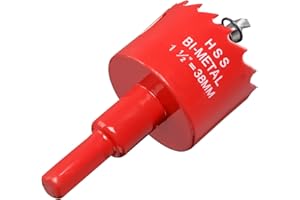 IHOMEPARK Seghe a Tazza Bi-Metallica 38mm, M42 HSS Sega A Tazza Trapano Punta Elicoidale Foro per Iron Alluminio, Legno, Cartongesso, Tubi, Plastica, Pannelli di Fibra/Rosso