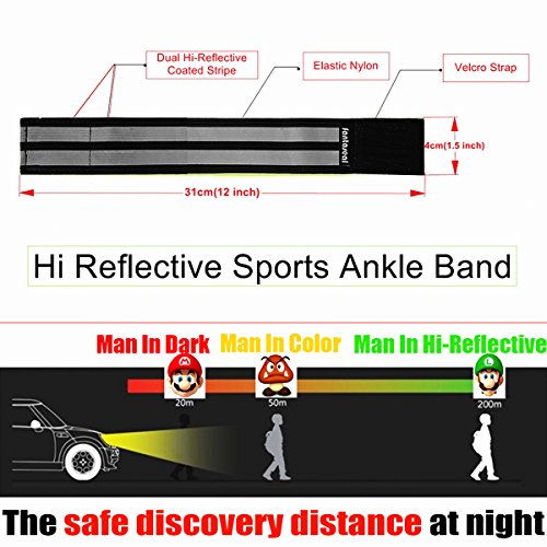 Fantaseal® Sport Reflektoren Band Kit Radsport Reflektoren Running Reflektor Outdoor Reflektoren Fahrrad Reflektoren Armband Reflektierend Handgelenk Reflexband Laufen Reflektoren Armband Hochsichtbar Reflektor Band Nachtsport Gear Bodyreflektor Reflektierenden Klettbänder Leuchtband Reflex Manschette Reflective Cuffs Band Reflektorbänder für Skifahren Fahrradfahren Motorradfahren Reiten Joggen Klettern Wandern Trekking Abenteuer, Reflektierendes Band (Schwarz, 4Pcs, 31+37CM) - 3