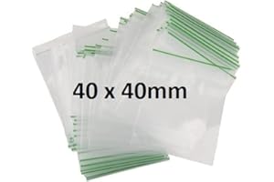 100X 40 x 40mm Heavy Duty Small Tiny Poly Plastic Sealy Grip Zip Lock Zipper Seal Gummy Bags Baggies BAGGYS (CPUK Exclusive)