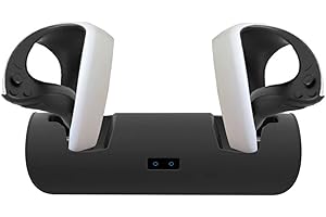 HMHAMA Doppia stazione di ricarica VR per controller PS VR2, supporto di ricarica con maniglia VR e indicatori luminosi LED (nero)