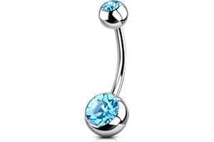 OUFER Body Piercing Titanium Belly Bars 14G Externally Threaded 10/12/14/16mm Extra Long Navel Piercings Barbell Rings 1.6mm Belly Button Bars Navel Bar Piercing Jewellery