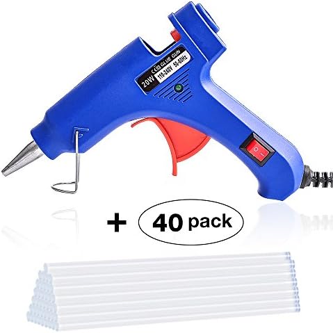 Hot Glue Gun with 40 Pieces Melt Glue Sticks, 20W High Temperature Melt Glue Gun Tool Kit with On/ Off Switch for DIY Small Craft Projects, Arts, Sealing and Fixing Household Items by Ouway