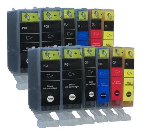 12 TINTENPATRONEN MIT CHIP für Canon mit FREIE FARBAUSWAHL iP4850 iP4950 MG5150 MG5250 MG5340 MG5350 MG 6150 MG6250 MG8150 MG8240 MX882 MX884 MX885 ersetzt PGI-525 und CLI-526 Pixma Serie mit Chip