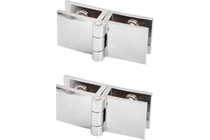 HEUSKAY Bisagras de puerta para estantería de cristal, 2 unidades,pivote de 180 °, clip bilateral para el hogar, fácil de instalar,abrazadera de vidrio,bisagra para puerta de gabinete