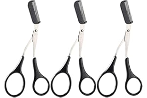 USTNIR forbici per sopracciglia,forbici per sopracciglia con pettine,forbici per rifinire le sopracciglia,Forbici professionali per sopracciglia,Forbici con pettine,per uomini e donne(nero)