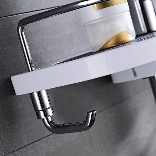 Duschstangen Ablage für Shampoo, Conditioner, Seife, ohne zu Bohren,weiß - 3