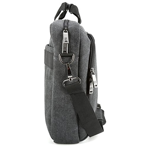 Notebooktasche 17.3, Evecase Universal Canvas Laptop Aktentasche Schutzhülle mit Zubehörfächer, Lasche für Trolleybefestigung für Notebook MacBook Ultrabook bis 17.3 Zoll – Cooper Grau - 9