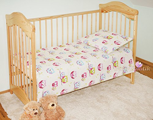 100% Cotton Duvet Covers / Pillow Case Nursery Sets for Baby Cot (to fit Cot Bed 140x70cm, Pattern 23)