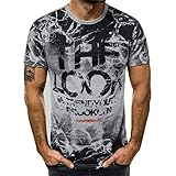 Produp Fashion Herren Tops Casual Slim Brief Gedruckt Kurzarm T-Shirt Top Bluse Comfoutable Sport Pullover