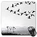 Produktbild BGLKCS Mountains Mauspads Mouse Pad, Monochrome Silhouette of Flying Geese in Greyscale Landscape Background, Standard Size Rectangle Non-Slip Rubber Mousepad, Black White Grey