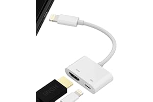 WASRUYI Lightning to HDMI Adapter (2in1)for iPhone Cable for Apple TV for iPad Mini AV Converter Hub Connector 4K Projector Screen Digital Adaptor Charging Connectors Devices Monitor Port Movie Display Videos