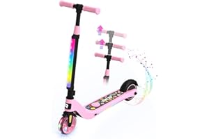 RCB Monopattino Elettrico per Bambini 4-6-8 Anni - Pesa 4,3 Kg - Luci LED Colorate - Carico Massimo 50 Kg - Velocità Massima 8 Km/h - Monopattino Elettrico per Bambini per Principianti