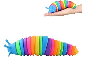 AWONLATE Limaces Articulées, 3D Fidget Slug Articulé Fidget Toy, Rainbow Fidget Slug, Jouet Décompression Douce- Jouet de Limace Articulé- Chenille Souple- Cadeaux pour Enfants, Adultes