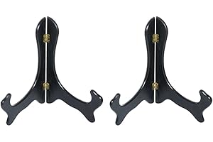 Tincogo Caballetes de Madera-como Negro Placa Soporte Pantalla Soportes Foto Marco de Soporte de 6 Pulgadas Negro(Paquete de 2)