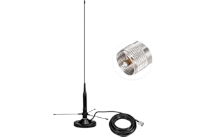 Bingfu Antenne VHF UHF 136-174MHz 400-460MHz Bi-Bande PL259 Mâle Base Magnétique Con Kit Aereo di Terra pour BTECH ICOM Midland TYT Radio Mobile Radioamateur Radio Bidirectionnelle