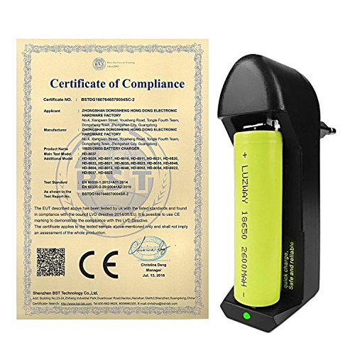 LUZWAY LED XML-T6 Taschenlampe Wiederaufladbare 900 Lumen, Taktische Taschenlampe + Ladegerät mit CE und ROHS Zertifikat + 2pcs 2600mAh 18650 Batterie + Nylonholster für Taschenlampen,Wasserfest, anpassbarer Zoom, 5 Modi für das Radfahren, Campen, Bergsteigen, Fischen und andere Sportarten, die im Freien stattfinden … - 4