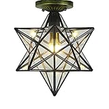 deckenlampe sternenhimmel 80 cm ★12 inch Sterne Deckenleuchte Glas e27 LED Lampenschirm Veranda Esszimmer Wandlampe Innenbeleuchtung, es ist ein aufsehenerregendes Design und die schönen Sterne Licht reflektiert werden an der Wand.
