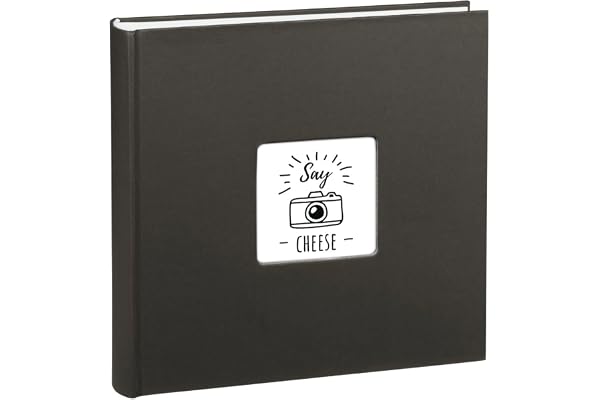 Hama Album Photo Jumbo "Fine Art" (Album 30x30cm, 50 feuilles/100 pages blanches, pour coller 400 Photos de 10x15 cm, Look livre sans spirale, Couverture personnalisable, Idée cadeau) Noir