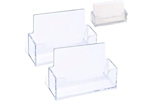 Tholire Clear Acrylic Business Card Holder Stand - 2 Pack Desk Organizer for Office, Counter, Reception - Vertical Display for Business Cards - Durable Transparent Plastic Card Display Rack