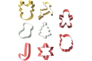 Guowall Formine per Biscotti di Natale, 8 Pezzi Stampi Biscotti in Acciaio Inox, Tagliabiscotti natalizi Forma di Albero di Natale, Omino di Pan di Zenzero, Fiocco di Neve, Renna, Faccia di Renna
