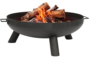HAMMER AND TONGS Hammer & Tongs 68cm Iron Fire Pit - Medium Outdoor Round Garden Fire Bowl Brazier Garden Patio Heater Stove for Wood Logs, Charcoal Burning, BBQ, Camping Firepit