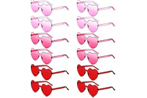 FANXIYA 12 Paar Herzbrillen Set Bunte Sonnenbrille Partybrille Randlose Sonnenbrillen in Herzform Heartglasses Fasching Geburtstagsfeier Herz Brillen Karneval, Malle, für Kinder und Erwachsene
