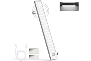 LQWELL® Lámpara de Armario con 54 LEDs, Sensor de Movimiento Inalámbrico, 32 cm, 1800 mAh, Recargable, Regulable, Para cocina, Armario, Estantería, Dormitorio (Blanco, 1 pieza)