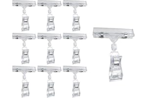 10 Stück Schildhalter, Anlising Schildhalter Kunststoff,Drehbare Preis Schildhalter,Merchandise-Zeichenclip,Flache Clip,Display-Clips,für Preisauszeichnung Klammer mit Kugelgelenk(Transparent)